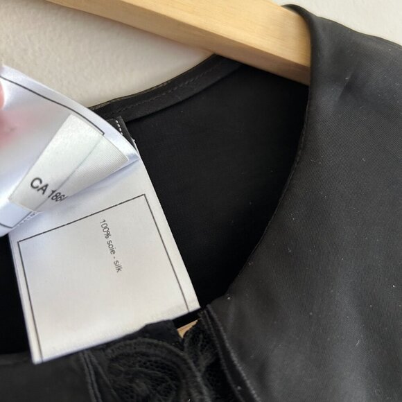 CHANEL BLACK SILK RUFFLE BLOUSE - Picture 14 of 15